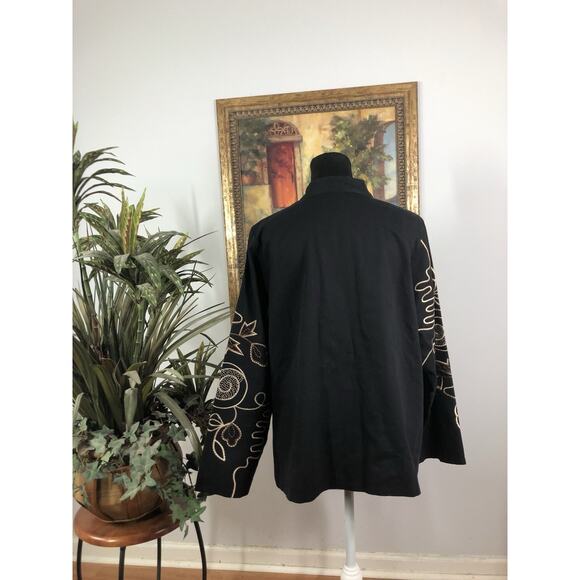 Vicki Wayne Women Plus Blazer 16W Embroidered Long Sleeve Clueless Preppy Black - Picture 3 of 9
